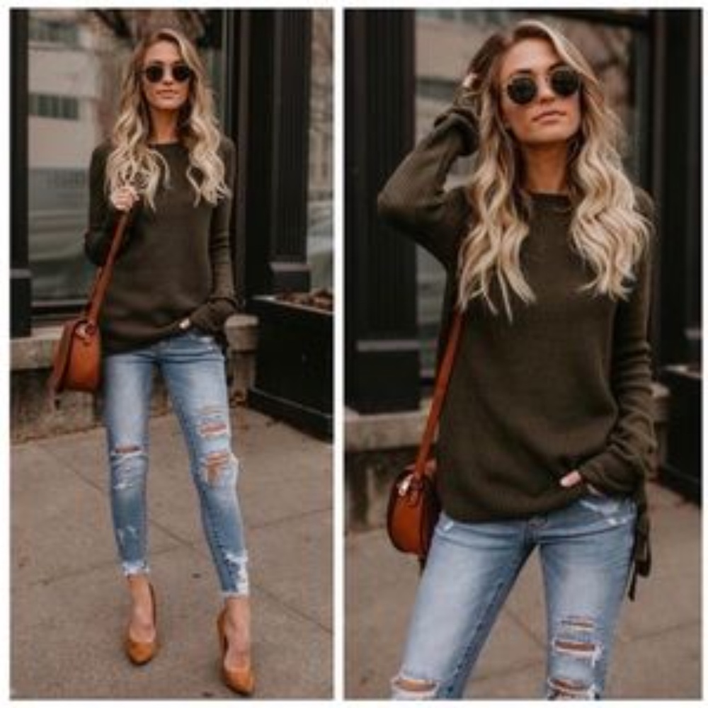 Side Lace up sweater size small